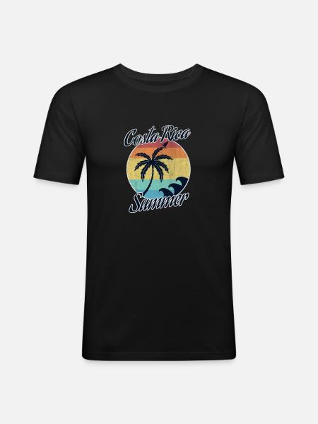 Costa Rica - Männer Slim Fit T-Shirt - Schwarz