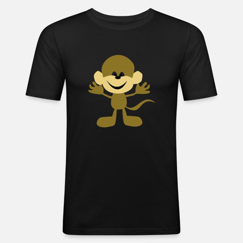 affe - Männer Slim Fit T-Shirt - Schwarz