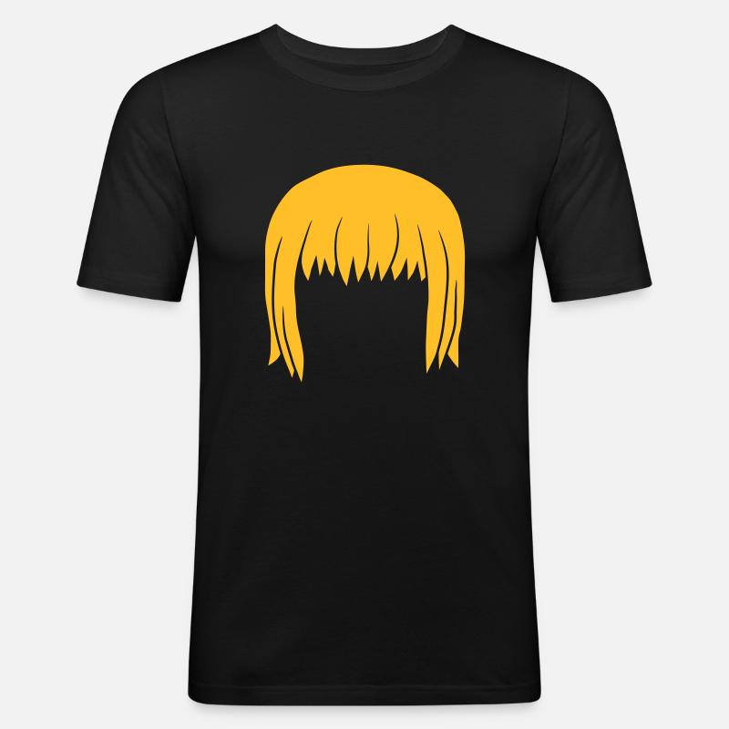 Kopf Blonde Bobfrisur Bob - Männer Slim Fit T-Shirt - Schwarz