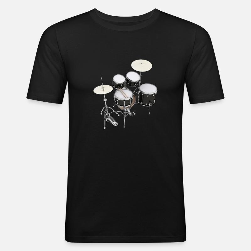 Schlagzeug, Drumset, Drumkit, Drums - Männer Slim Fit T-Shirt - Schwarz