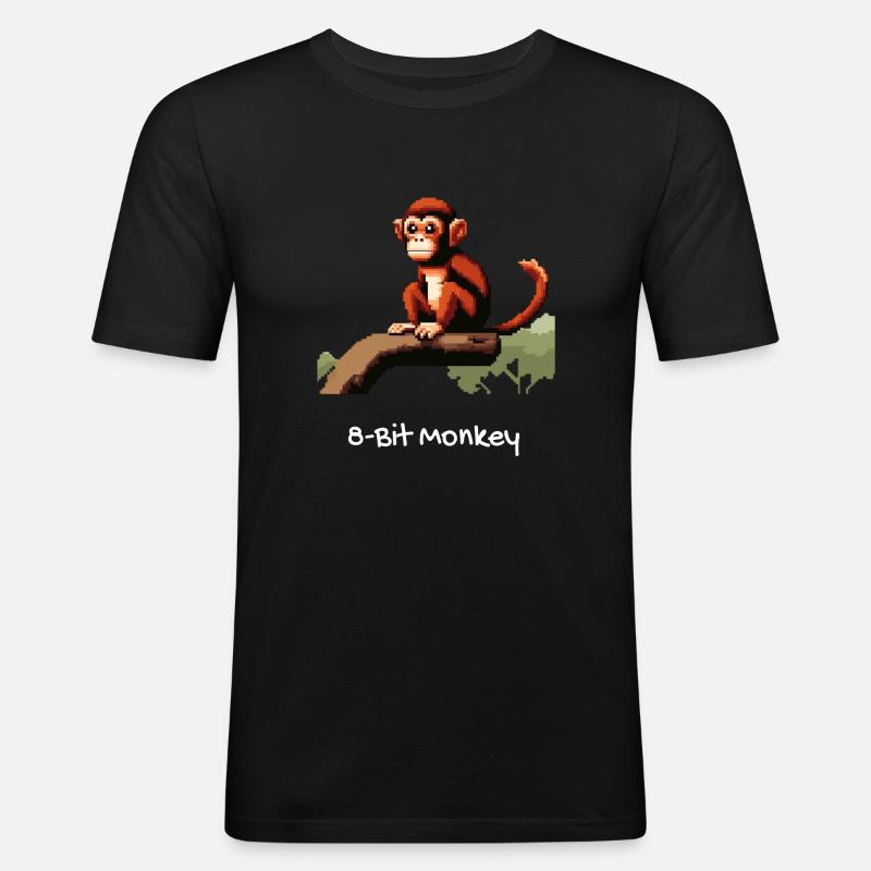 8 bit Monkey - Men's Slim Fit T-Shirt - black