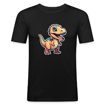 dinosaure dessin animé - T-shirt près du corps Homme - noir - Devant - Nik (191cm)