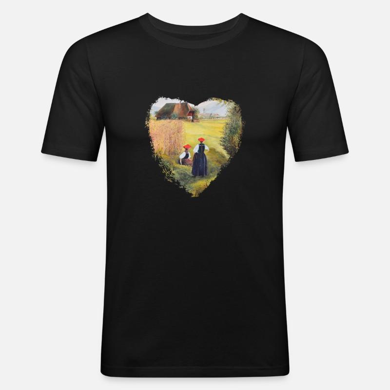 Schwarzwaldmädels mit Bollenhut - Männer Slim Fit T-Shirt - Schwarz