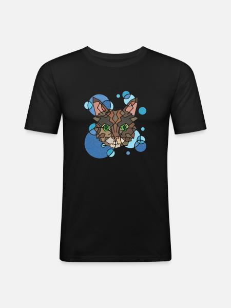 Cat Geometry - Men's Slim Fit T-Shirt - black
