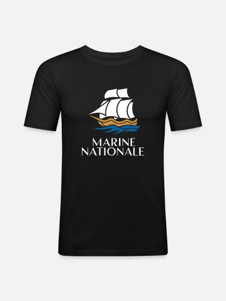 Marine Nationale - T-shirt près du corps Homme - noir