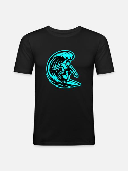 Surfer Wave Surfing - Men's Slim Fit T-Shirt - black