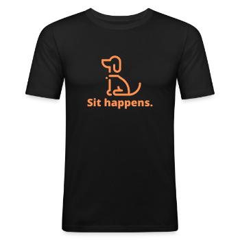 Sit happens - Gave til hundeeier - T-shirt près du corps Homme - noir - Devant - Nik (191cm)