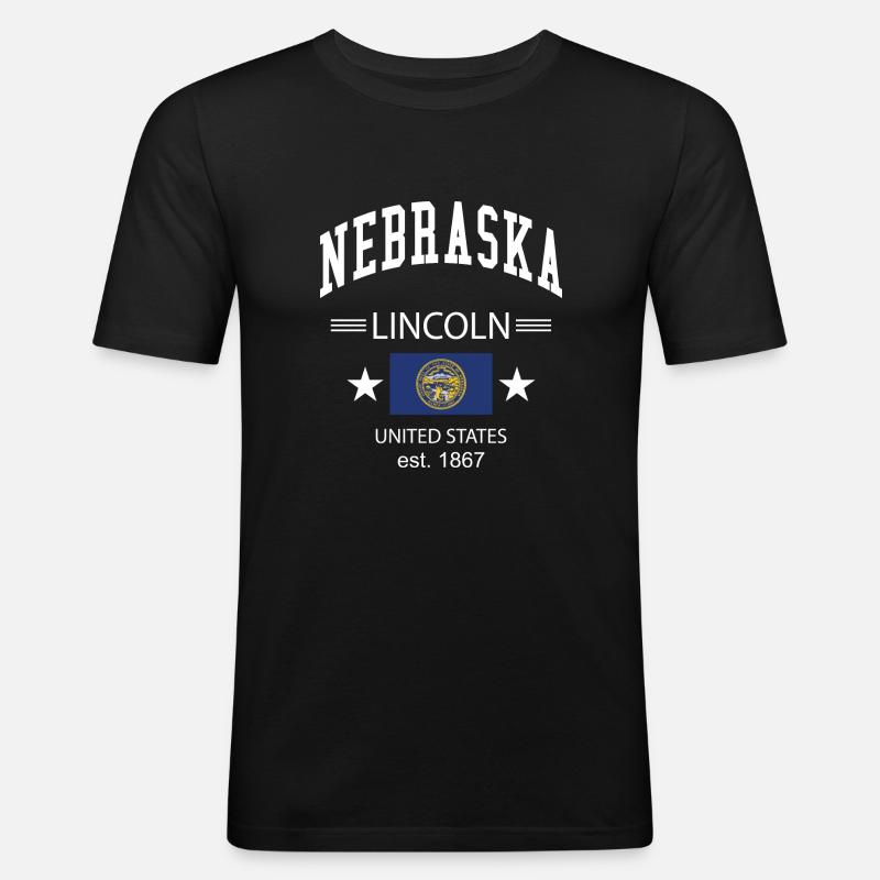 Nebraska - Männer Slim Fit T-Shirt - Schwarz