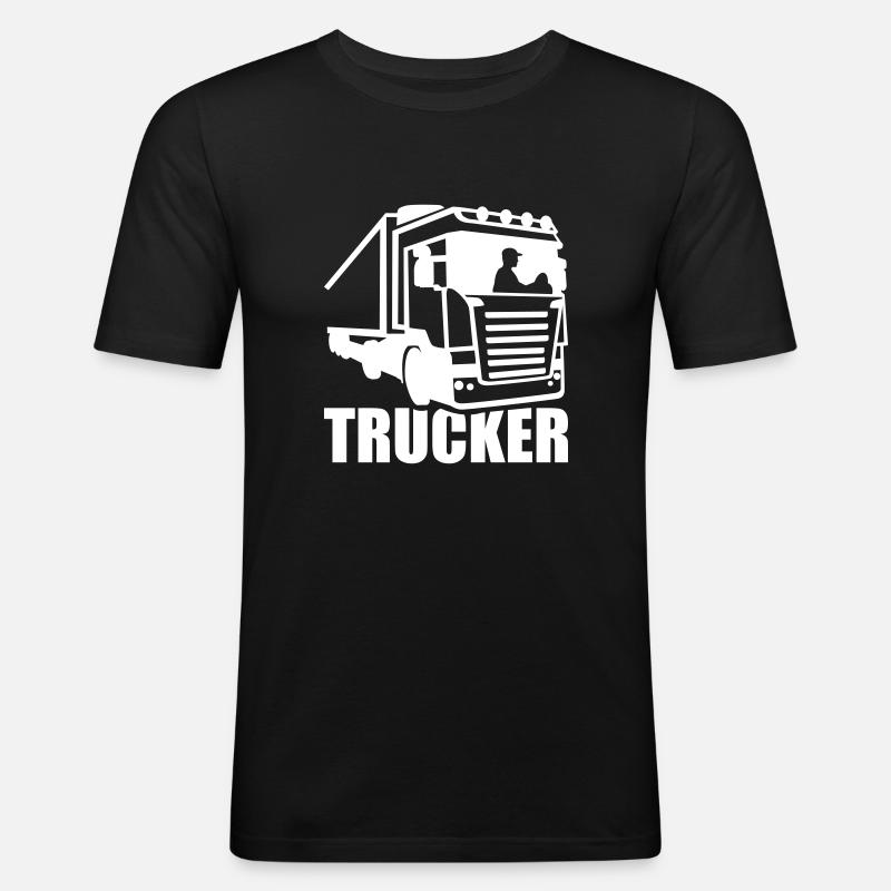 Trucker - Männer Slim Fit T-Shirt - Schwarz
