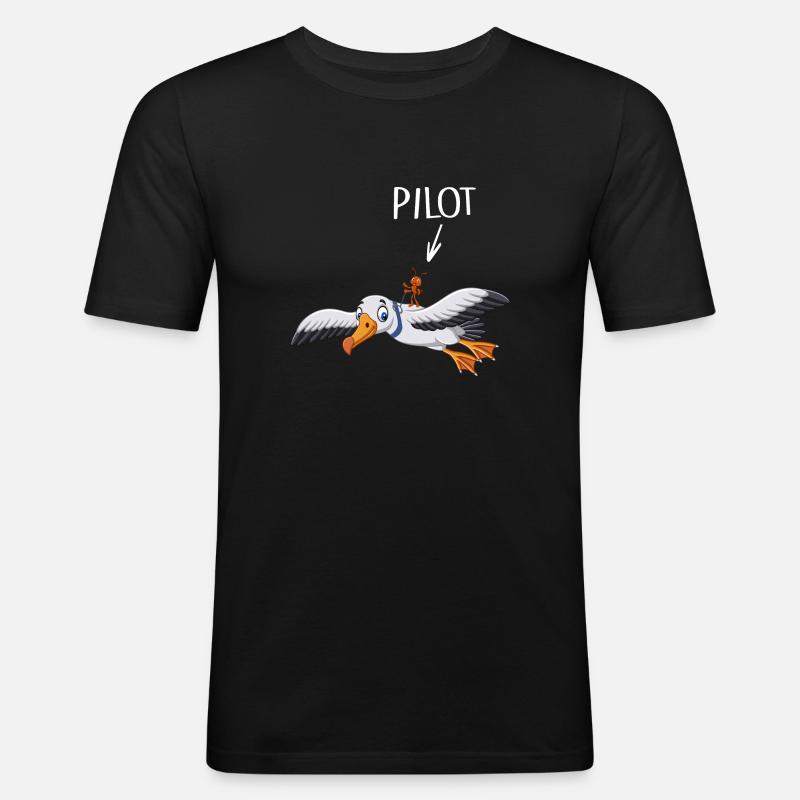 Pilot fliegt Flugzeug Bruchpilot - Männer Slim Fit T-Shirt - Schwarz