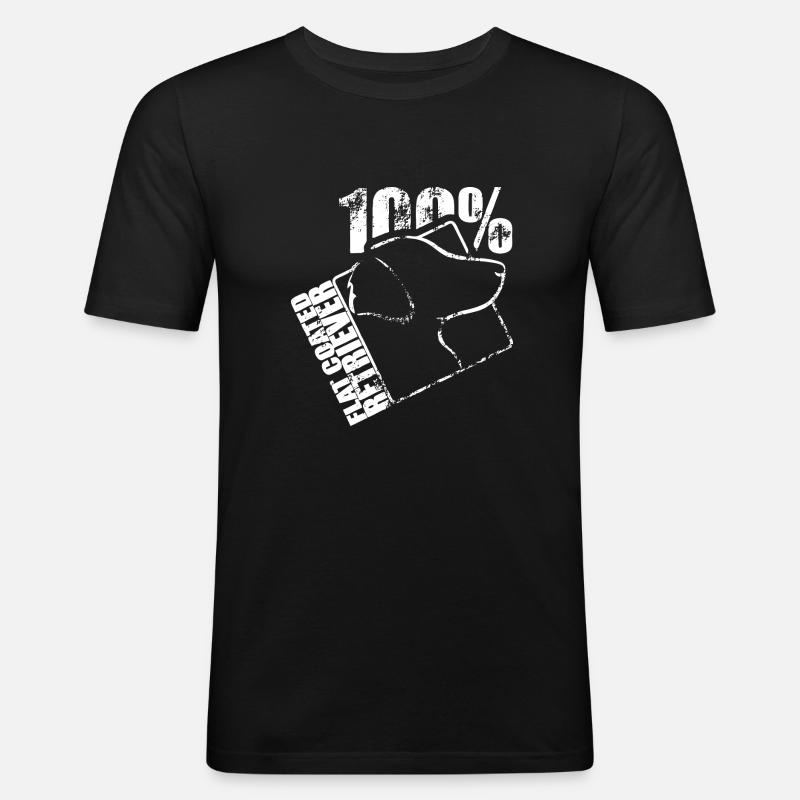 FLAT COATED RETRIEVER 100 - Männer Slim Fit T-Shirt - Schwarz