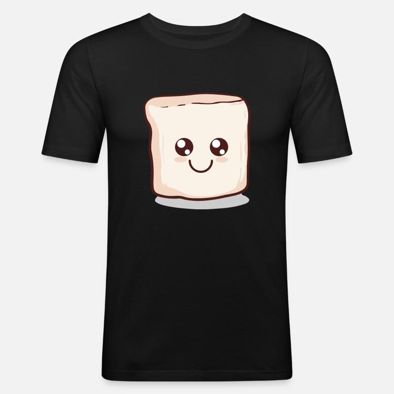 Kawaii Marshmallow | S'more | Camping - Männer Slim Fit T-Shirt - Schwarz