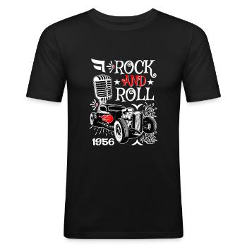 Rockabilly Hot Rod Vintage 50er Jahre Rocker Autos - Männer Slim Fit T-Shirt - Schwarz - Vorne - Nik (191cm)