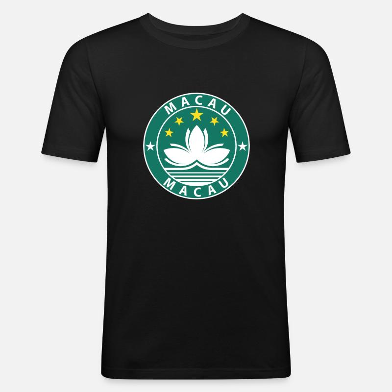 Macau - Männer Slim Fit T-Shirt - Schwarz