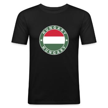 Ungarn - Männer Slim Fit T-Shirt - Schwarz - Vorne - Nik (191cm)