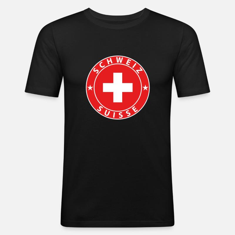 Schweiz - Männer Slim Fit T-Shirt - Schwarz
