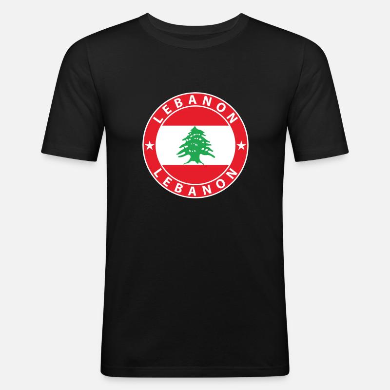 Libanon - Männer Slim Fit T-Shirt - Schwarz