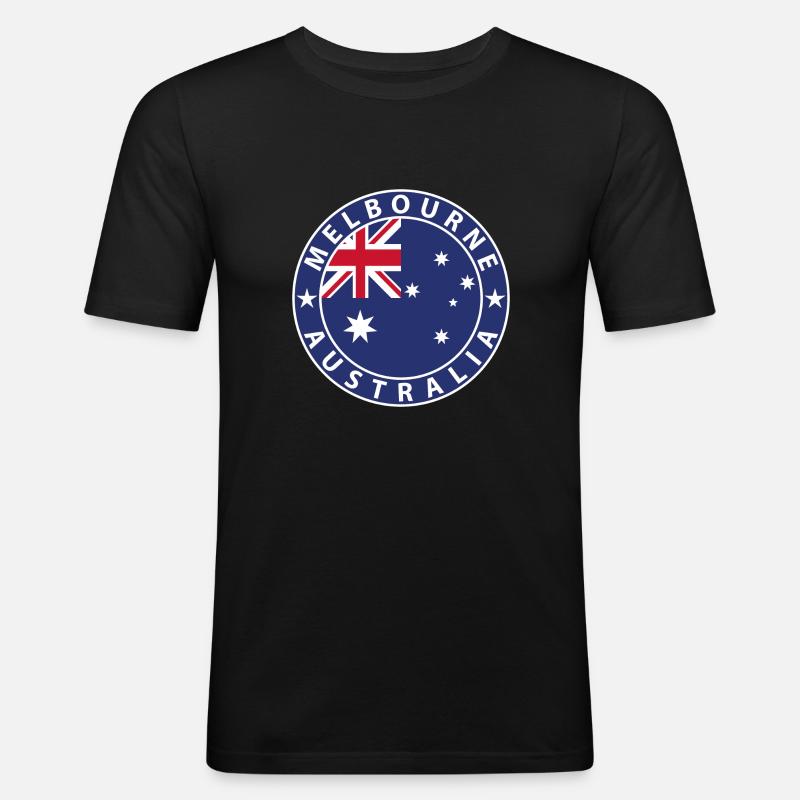 Melbourne - Männer Slim Fit T-Shirt - Schwarz