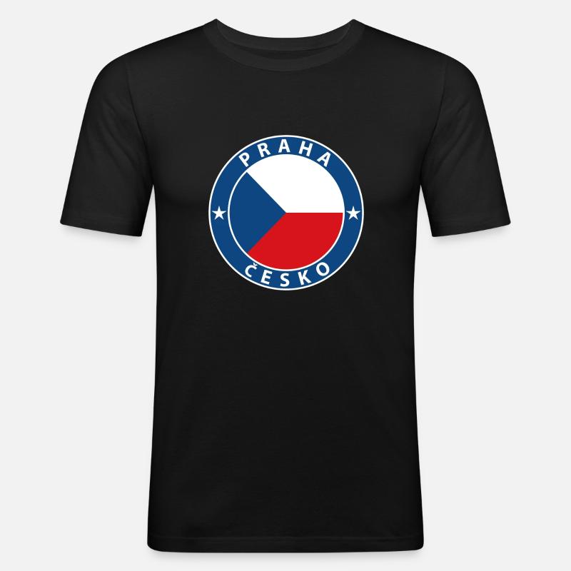 Prag - Männer Slim Fit T-Shirt - Schwarz