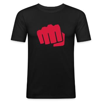 poing - T-shirt près du corps Homme - noir - Devant - Nik (191cm)