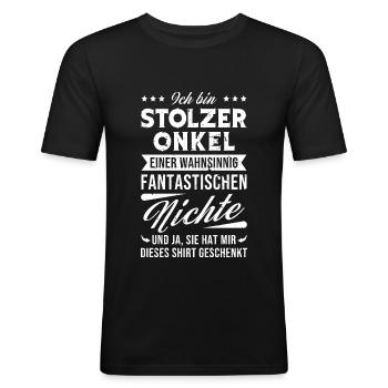 Stolzer Onkel einer fantastischen Nichte - Männer Slim Fit T-Shirt - Schwarz - Vorne - Nik (191cm)