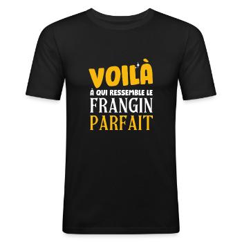 Voila Le Frangin Parfait Humour Famille Futur - T-shirt près du corps Homme - noir - Devant - Nik (191cm)