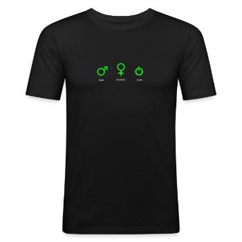 Geek - Männer Slim Fit T-Shirt - Schwarz - Vorne - Nik (191cm)