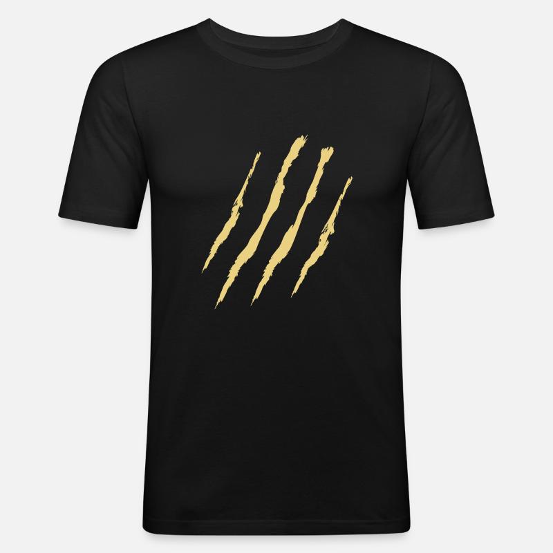claw marks - Männer Slim Fit T-Shirt - Schwarz