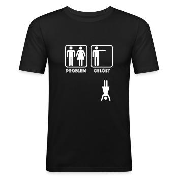 Problem gelöst | lustige Sprüche, Sarkasmus - Männer Slim Fit T-Shirt - Schwarz - Vorne - Nik (191cm)