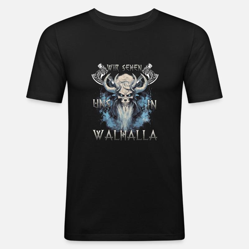 Walhalla Das Geschenk für Schildwall-Krieger - Männer Slim Fit T-Shirt - Schwarz