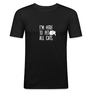 Tolles Katzenshirt für Katzenbesitzerinnen - Männer Slim Fit T-Shirt - Schwarz - Vorne - Nik (191cm)