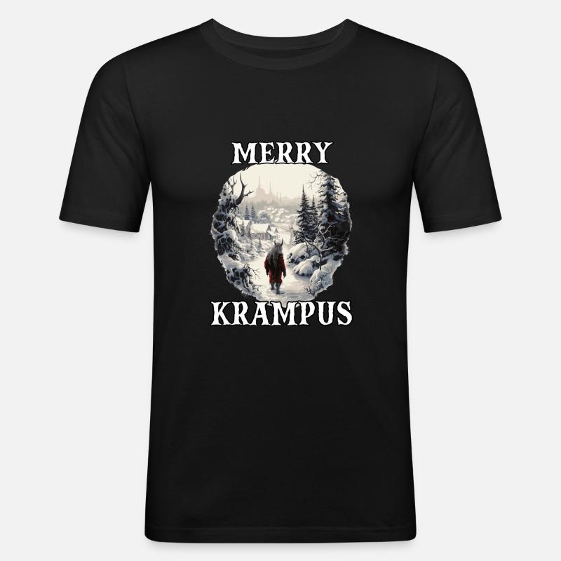 Buon Krampus Kramperl | Costume da Krampus Babbo - Maglietta aderente da uomo - nero