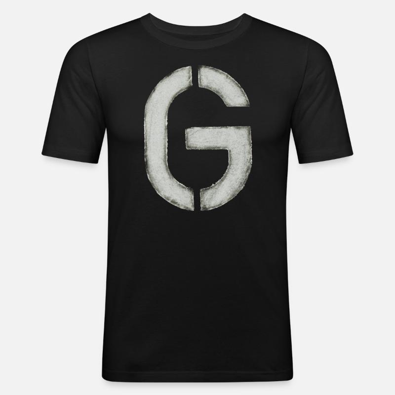 G - Buchstabe (Schablone/ Stencil) - Männer Slim Fit T-Shirt - Schwarz