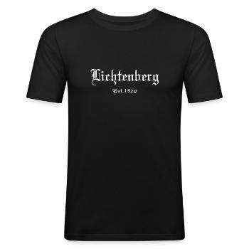 Lichtenberg 1920 Ostberlin Geschenk - Männer Slim Fit T-Shirt - Schwarz - Vorne - Nik (191cm)