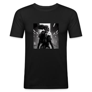 E-Girl, Science-fiction, noir et blanc - T-shirt près du corps Homme - noir - Devant - Nik (191cm)