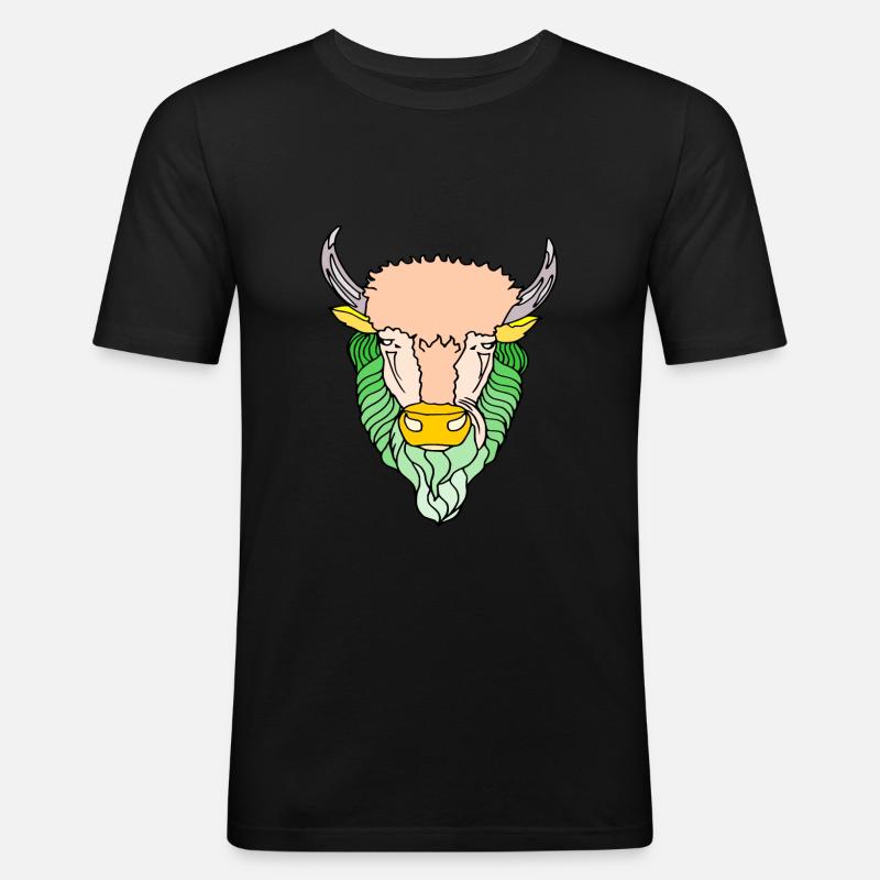 Taurus Stier - Männer Slim Fit T-Shirt - Schwarz