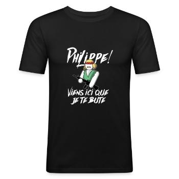 Philippe Cobra Sans Fond - T-shirt près du corps Homme - noir - Devant - Nik (191cm)