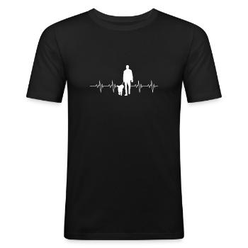 Herzschlag Hund - Männer Slim Fit T-Shirt - Schwarz - Vorne - Nik (191cm)