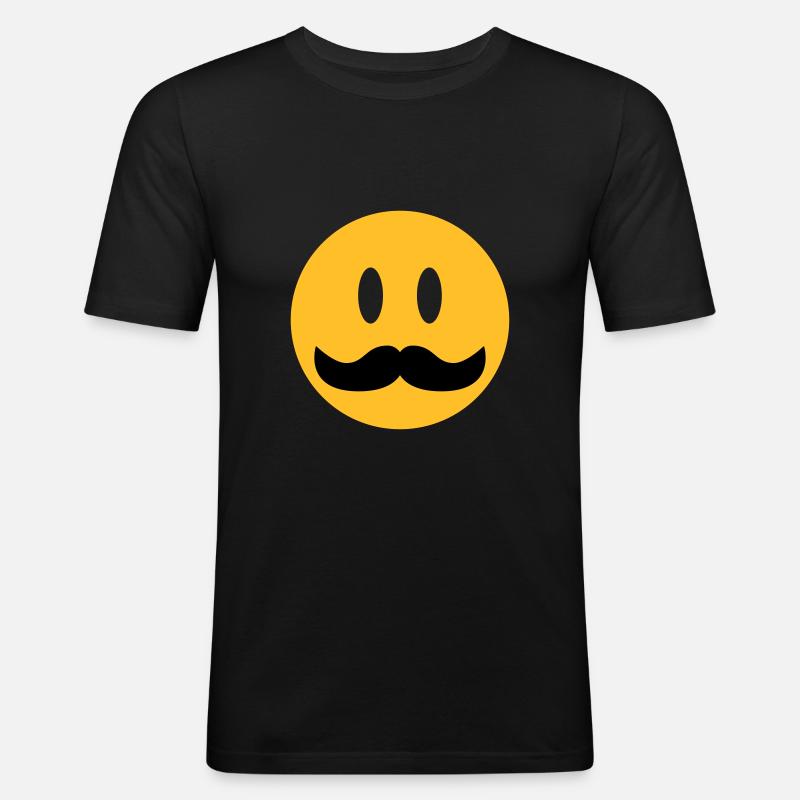 lustiges Emoji mit Schnurrbart - Männer Slim Fit T-Shirt - Schwarz