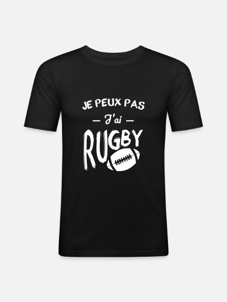 Je peux pas j'ai rugby - T-shirt près du corps Homme - noir