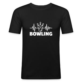 Bowling - Männer Slim Fit T-Shirt - Schwarz - Vorne - Nik (191cm)