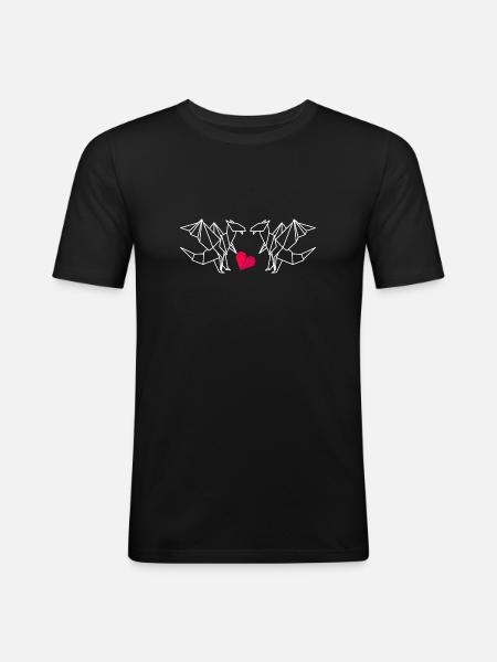 Origami Drachen - Männer Slim Fit T-Shirt - Schwarz