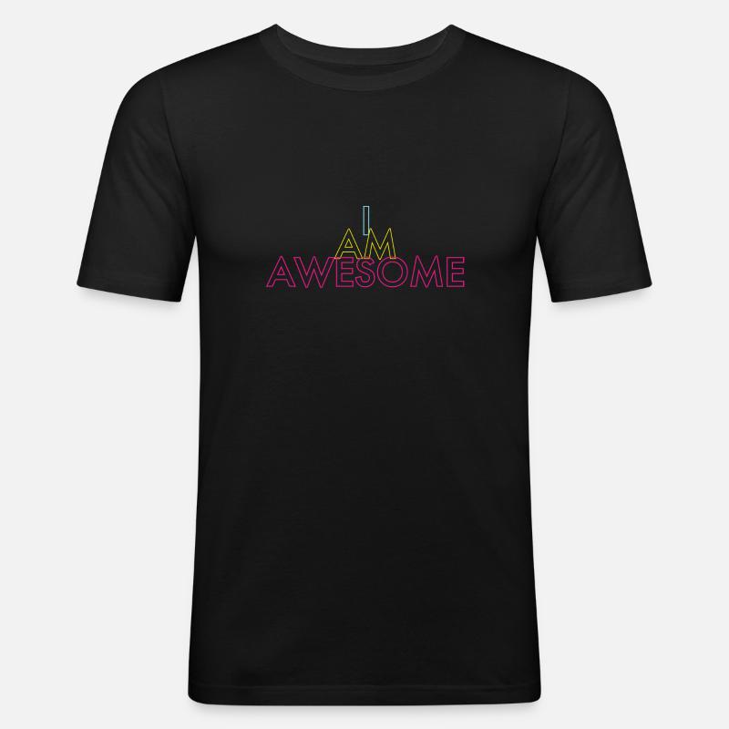I AM AWESOME - Männer Slim Fit T-Shirt - Schwarz