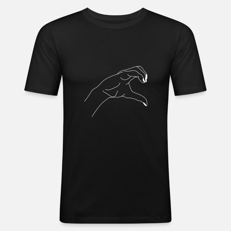 Hand - Männer Slim Fit T-Shirt - Schwarz