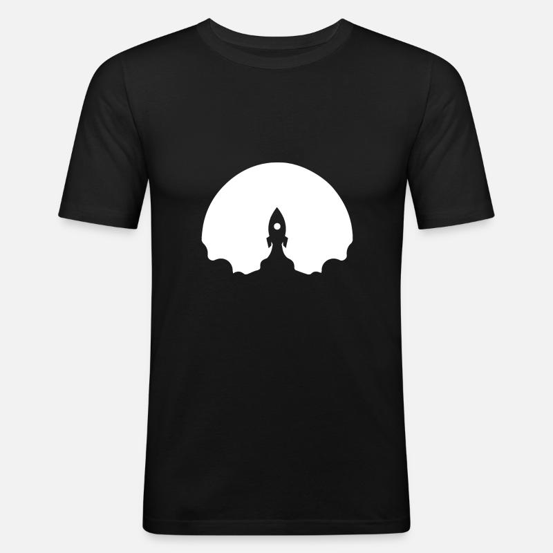Rakete - Männer Slim Fit T-Shirt - Schwarz