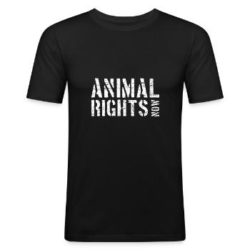 ANIMAL RIGHTS NOW - Männer Slim Fit T-Shirt - Schwarz - Vorne - Nik (191cm)
