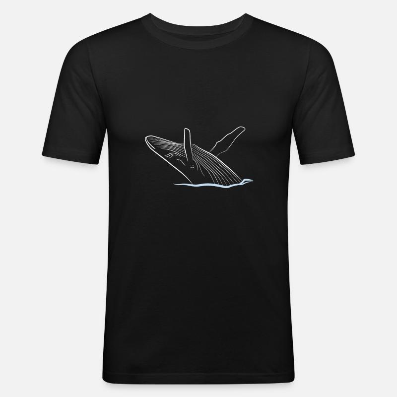 Wal - Männer Slim Fit T-Shirt - Schwarz
