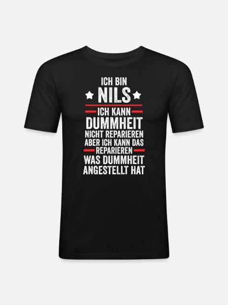 Nils - Männer Slim Fit T-Shirt - Schwarz