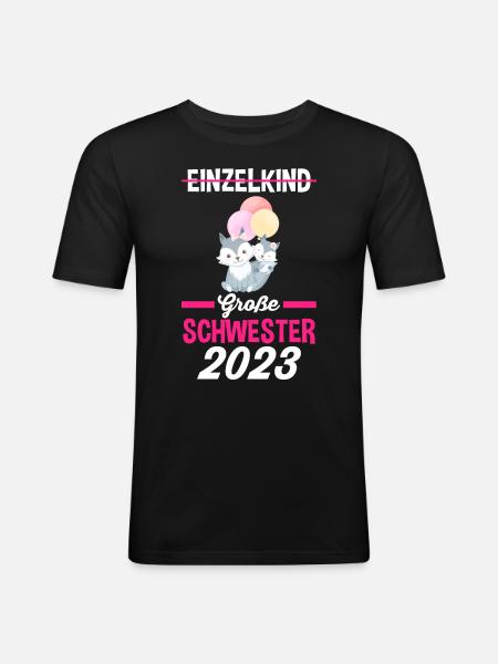 Schwester 2023 - Männer Slim Fit T-Shirt - Schwarz
