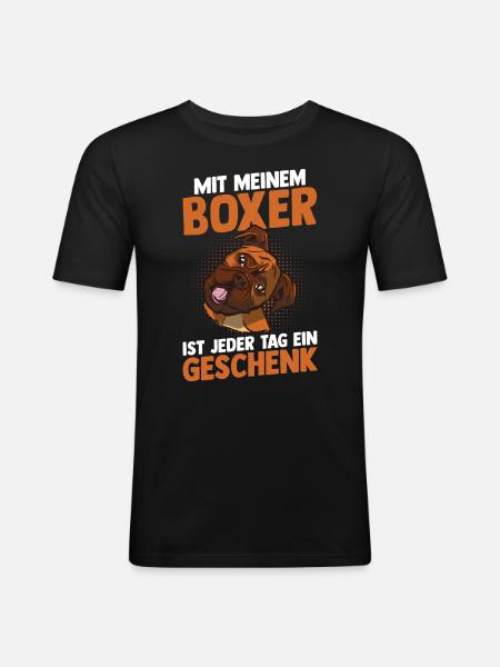 Dog German Boxer - Men's Slim Fit T-Shirt - black